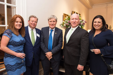 Dennis O'Neill & friends are pictured above enjoying the Irish Legal 100 Awards Receiption. Congratulations to Adrian D'Arcy from Shields | Mott LLP(2nd from left), and Rachel Walsh from Liberty Mutual (right side) who were both honored at the reception held in Washington D.C. last month. Kathleen Maloney from IFIC (left) and Dennis O'Neill (2nd from right) were on hand to show their support for the honorees. The event was hosted by Daniel Mulhall (center), Ambassador of Ireland to the United States.